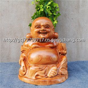 根雕木雕實木精雕工藝品香樟木送禮禮品雕刻彌勒佛擺件AB-7592_世界工廠網